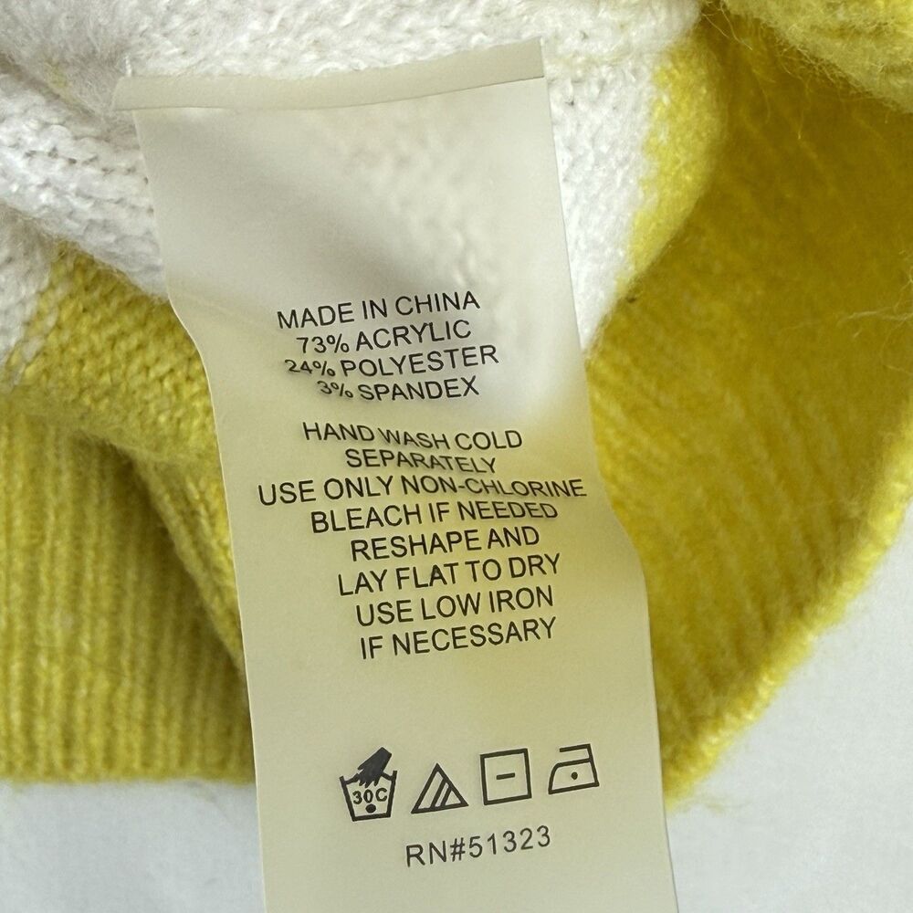 Vince Camuto Yellow White Stripe Knit Sweater Long Sleeve Womens XS - Picture 8 of 10